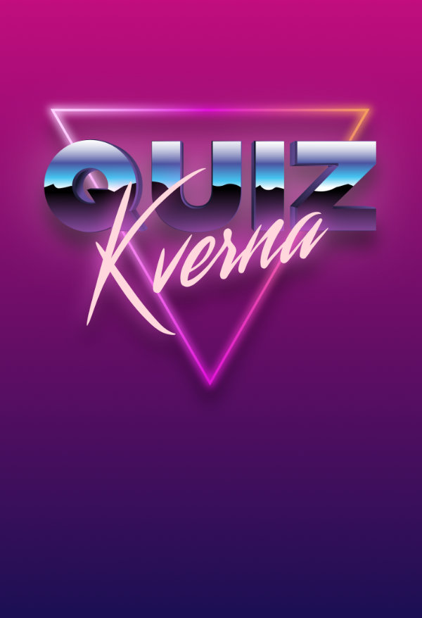 Quiz Kverna written in a retro neon style.